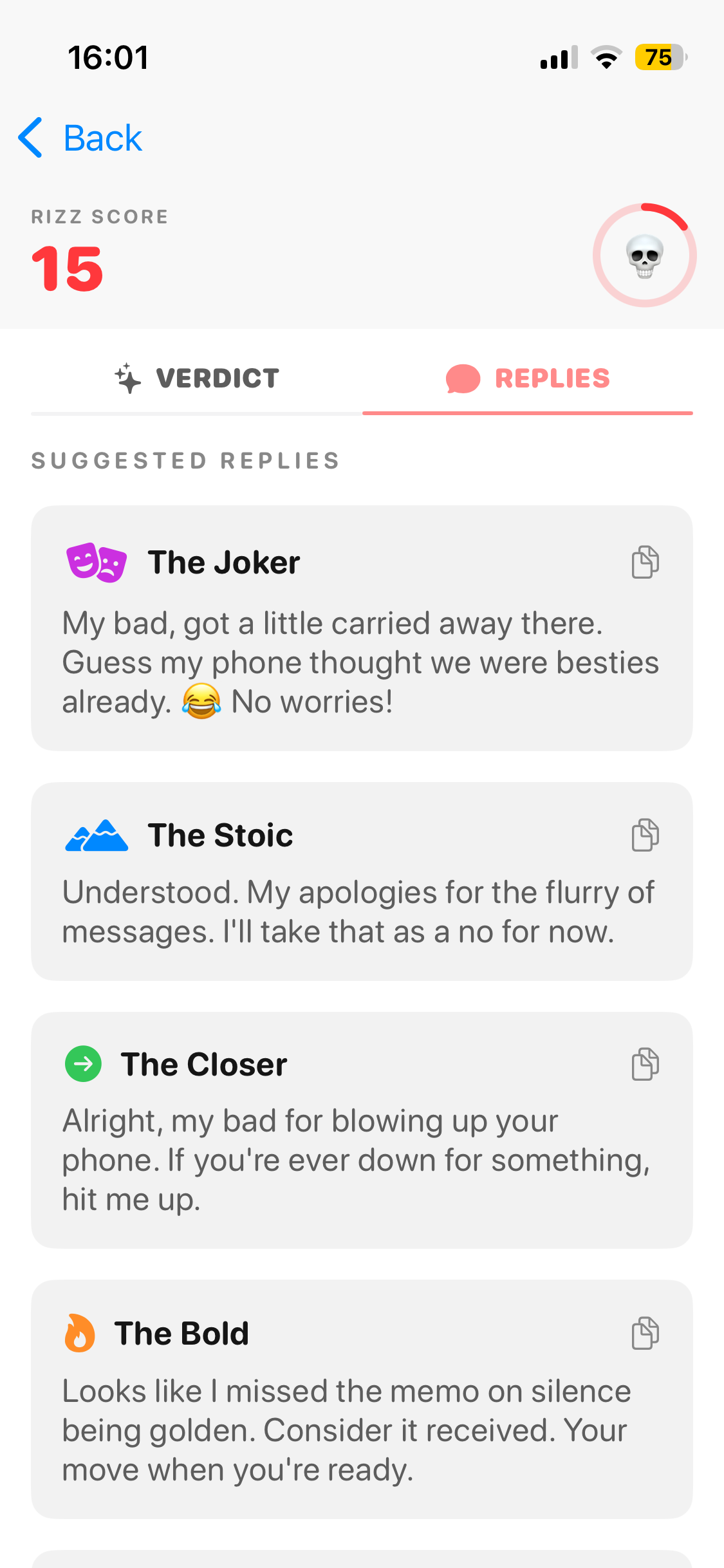 Smart Replies Screenshot