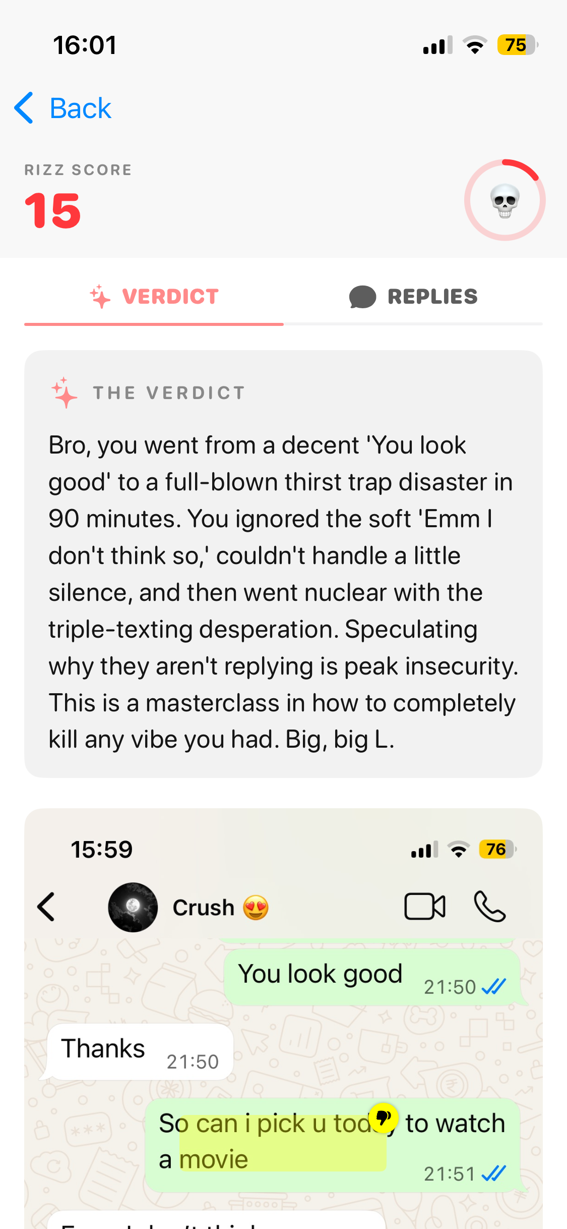 Rizz Score Screenshot